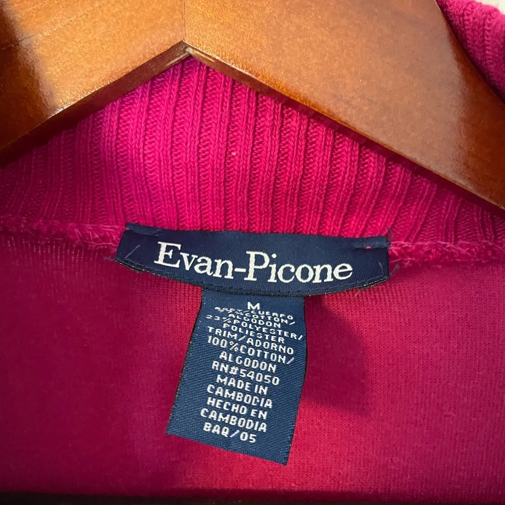 Evan Picone Fuschia Velour Jacket With Knit Sleeves